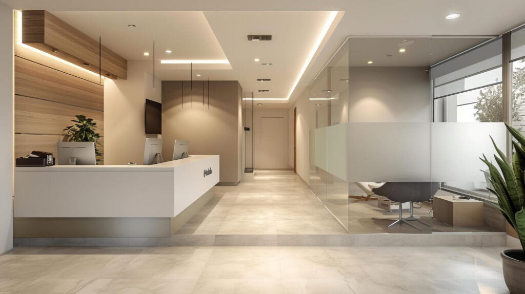 Recepción y sala de espera de Nova Estudio Dental